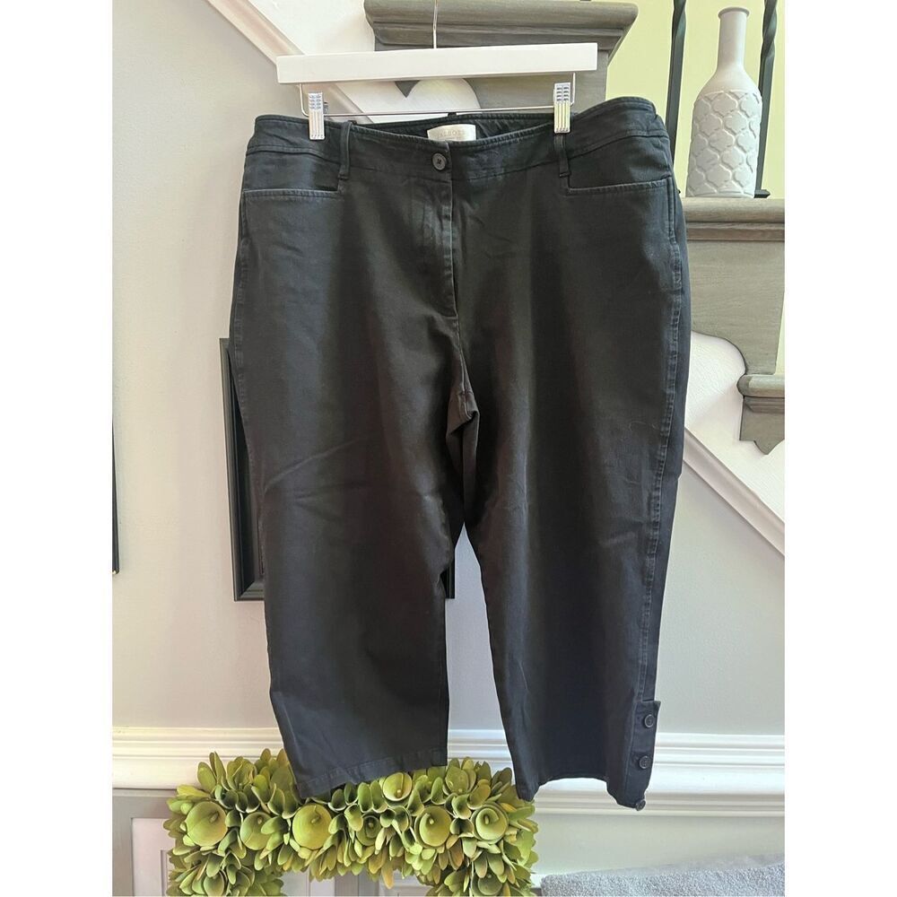Talbots Heritage Black Button Ankle Cropped Pants sz 18W
